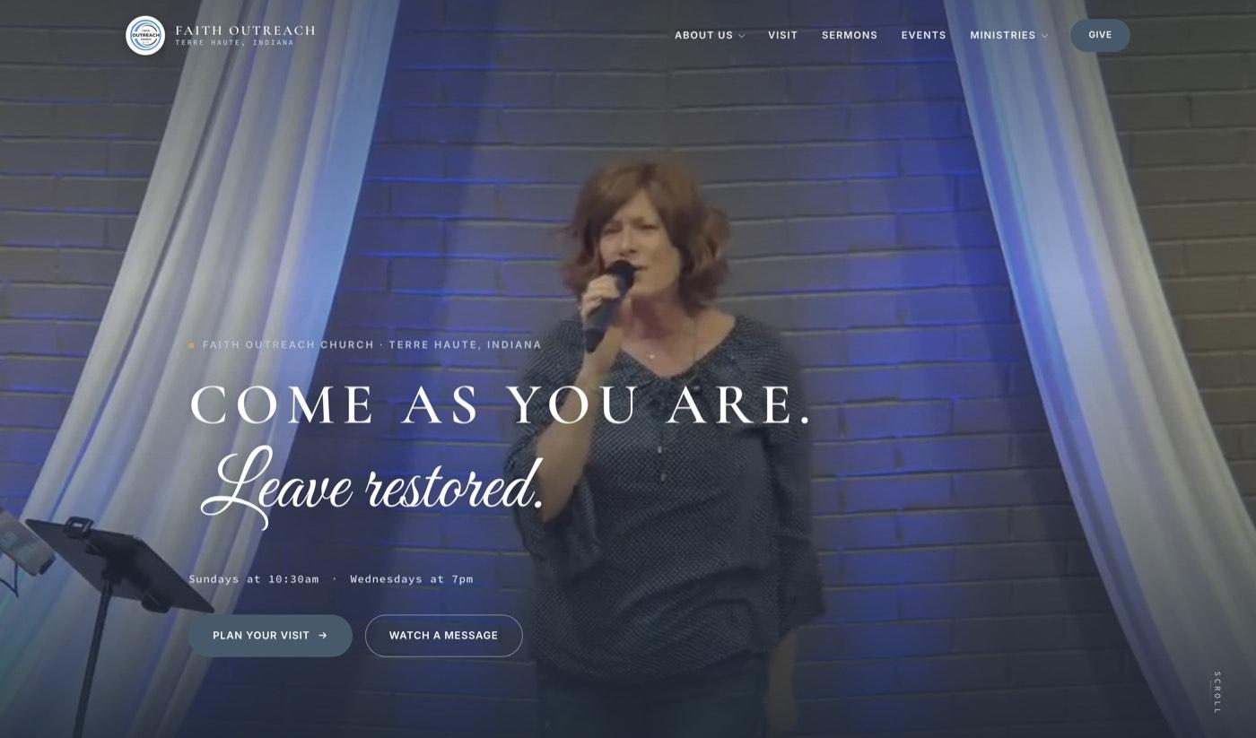 Faith Outreach — the redesigned home page