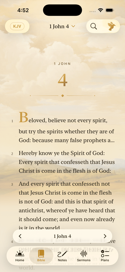 The Harvest — the KJV reader, open to 1 John 4